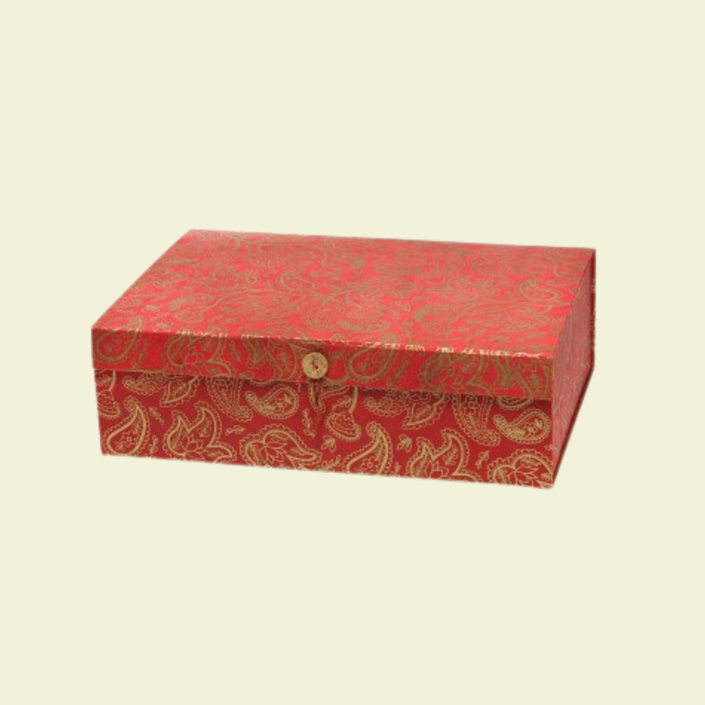 Geschenkbox Paisley, rot/gold, 36x24 cm