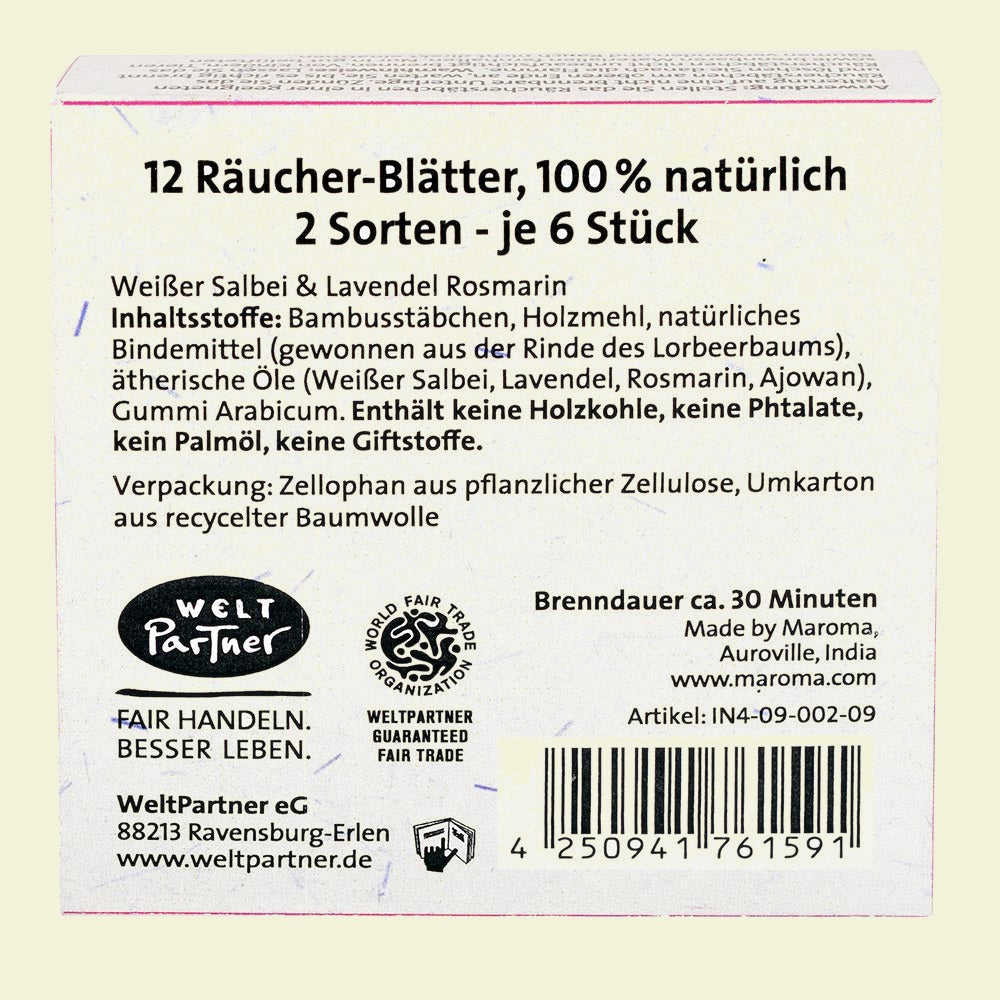 Räucherblätter Salbei & Rosmarin, 2×6
