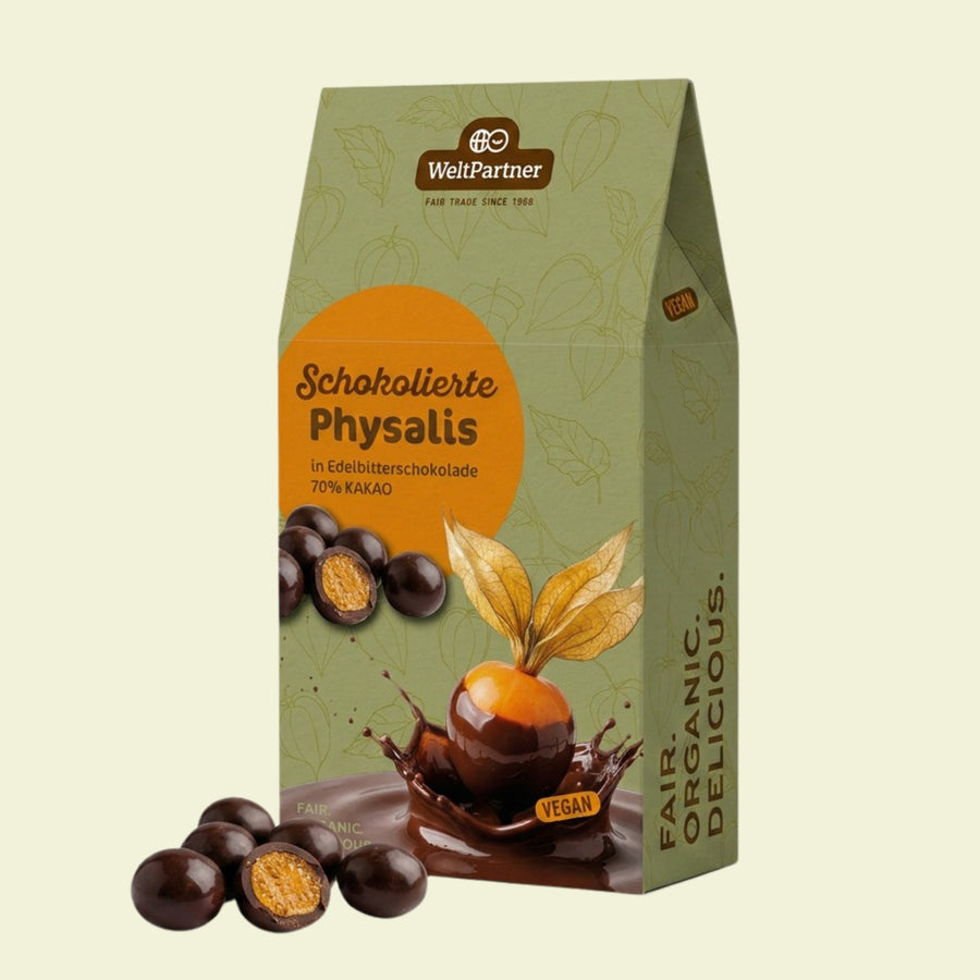 Physalis in Edelbitterschokolade, bio, 100 g