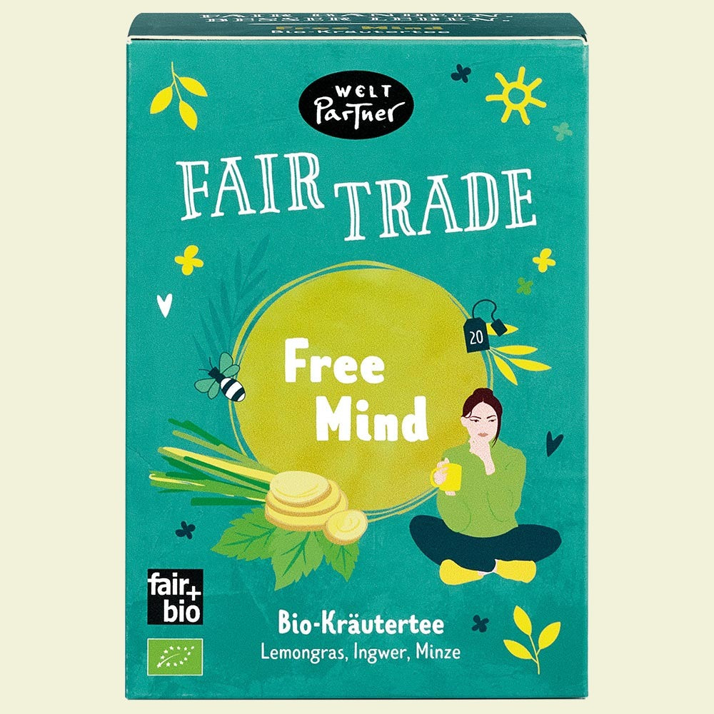 Free Mind, Kräutertee Ingwer-Lemongras, bio, Teebeutel