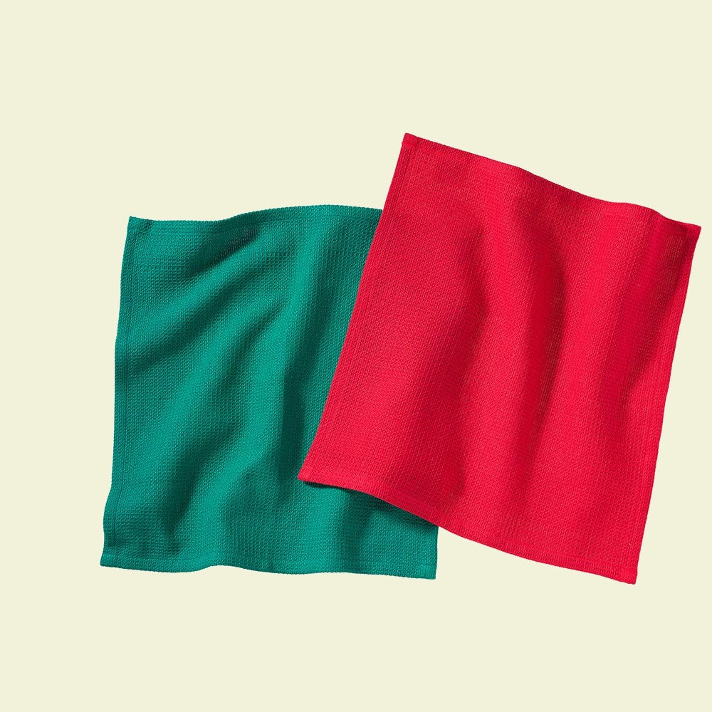 Spültücher, Waffelgewebe, 2er-Set, rot/grün