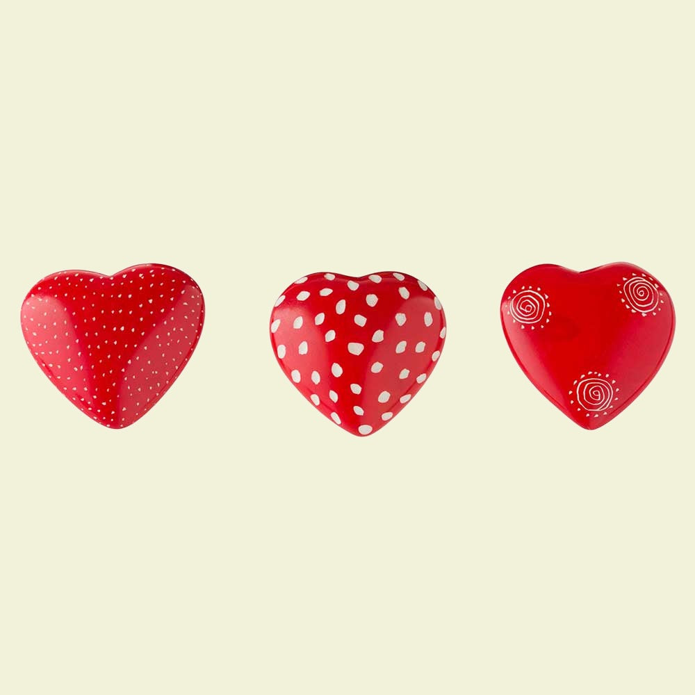 Speckstein Herzen, 3er-Set, rot